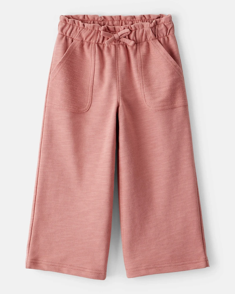 Toddler Girl 100% Cotton Wide-Leg Pants - Pink