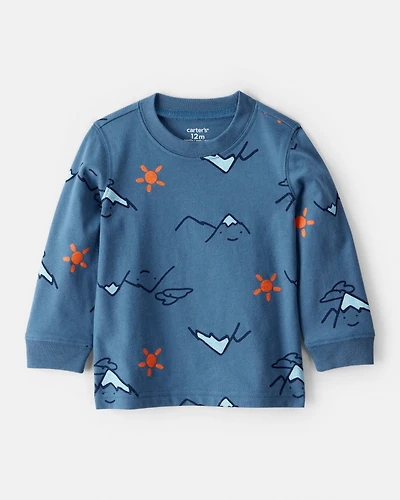 Baby Boy Mountain Long-Sleeve Graphic Tee - Blue