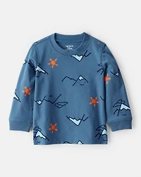 Baby Boy Mountain Long-Sleeve Graphic Tee - Blue