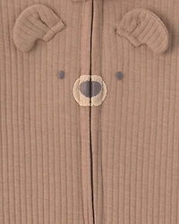 Baby Bear Cotton 2-Way Zip Sleep & Play Pajamas - Brown