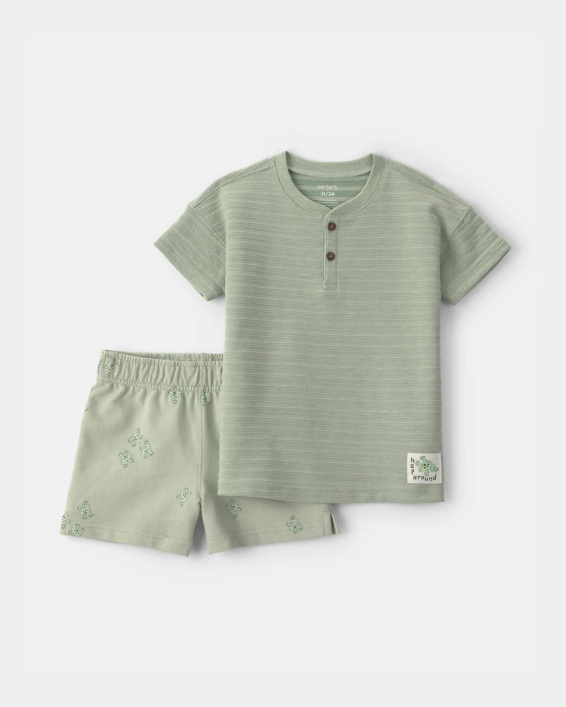 Toddler Boy 2-Piece Frog Top & Short Set - Green