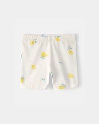 Baby Girl Lemon Bike Shorts - Cream