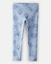 Toddler Girl Bow Icon Pull-On Stretch Leggings - Blue