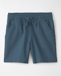 Boys 2-Piece Linen Top & Short Set Made with Organic Cotton in in Blue Hibiscus