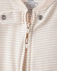 Baby Boy Rhino 100% Cotton Long-Sleeve 2-Way Zip 1-Piece Pajamas - White