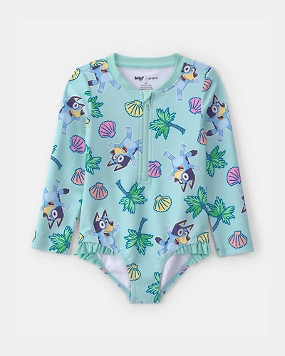 Toddler Girl Bluey™ 1-Piece Rashguard Swimsuit - Blue