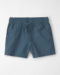 Toddler Boy 2-Piece Linen Top & Short Set Made with Organic Cotton in Blue Hibiscus