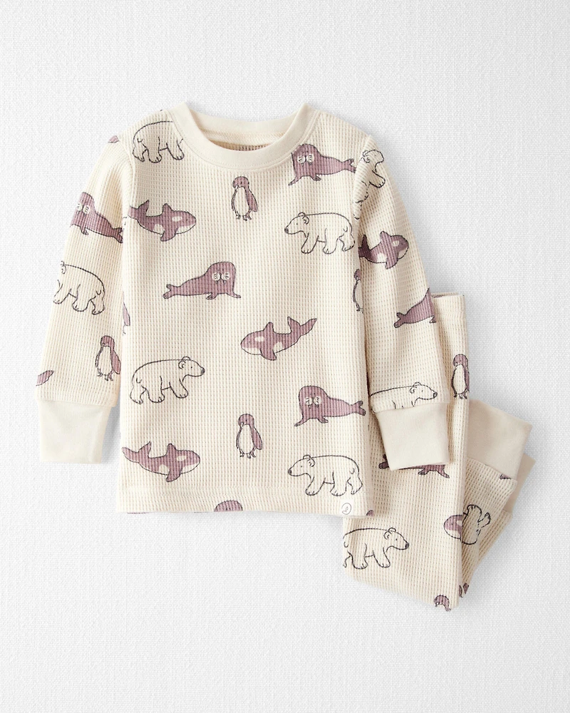 Baby Waffle Knit Pajamas Made with Organic Cotton in Artic Friends Print