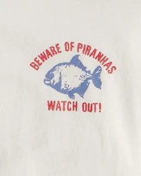 Boys Piranha Graphic Tee - Ivory