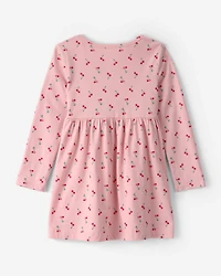 Toddler Girl Cherry Long-Sleeve Knit Dress - Pink