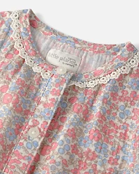 Toddler Girl Organic Cotton Gauze Dress in Meadow Mix Print