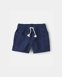 Baby Boy Twill Drawstring Shorts - Navy