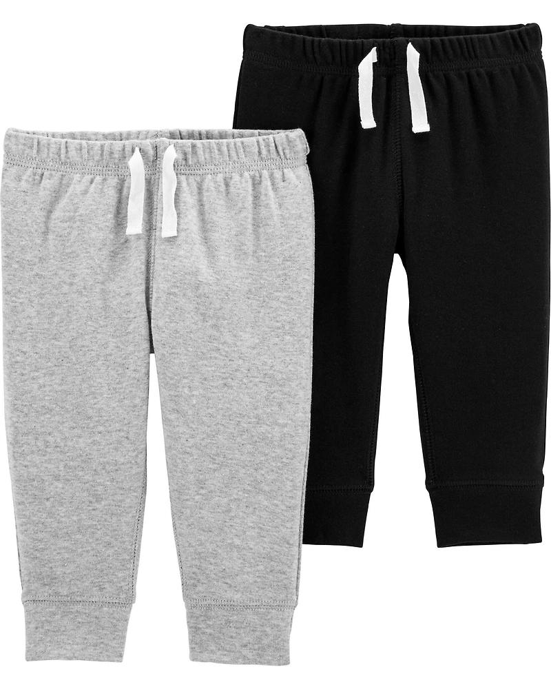 Baby Boy 2-Pack Cotton Pants - Grey/Black