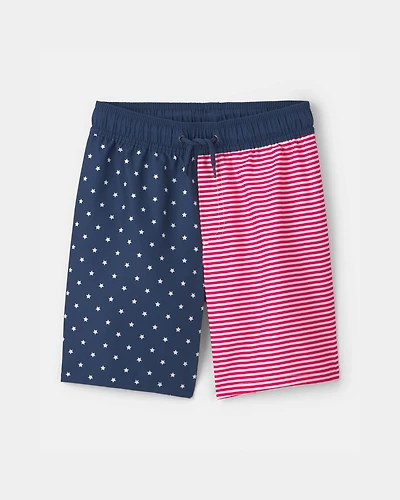 Boys American Flag Swim Trunks - Red/White/Blue