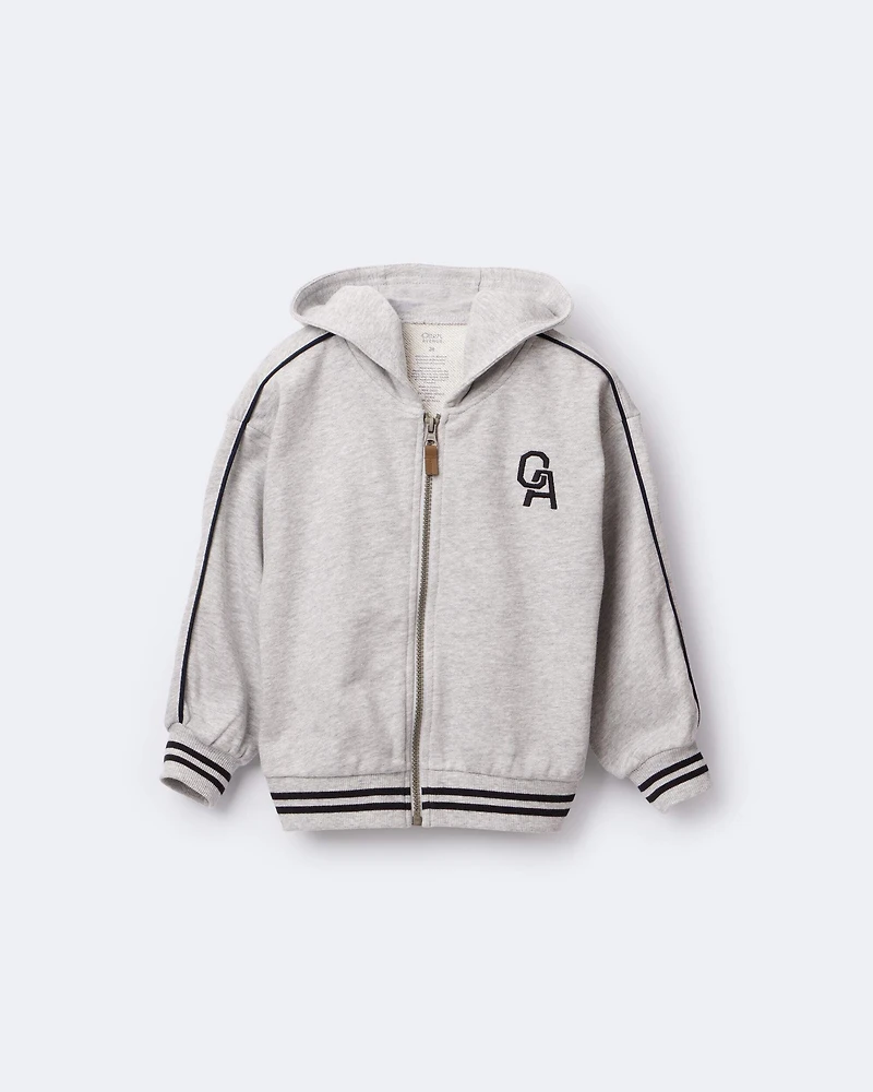 Toddler Boy Zip-Up Hoodie - Heather Grey