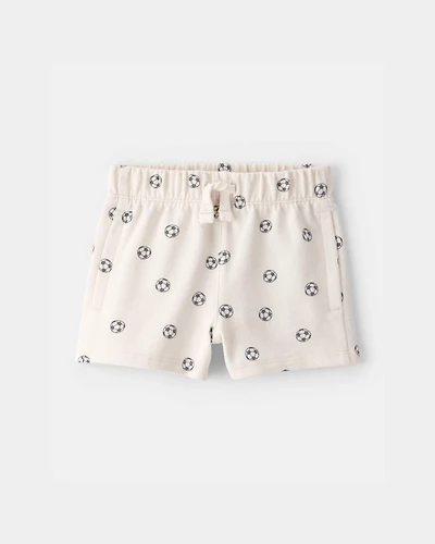 Baby Boy Soccer French Terry Shorts - White