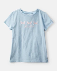 Girls Bow Short-Sleeve Graphic Tee - Blue