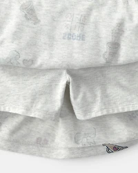Girls 'Go Team' Cotton Skort - Grey
