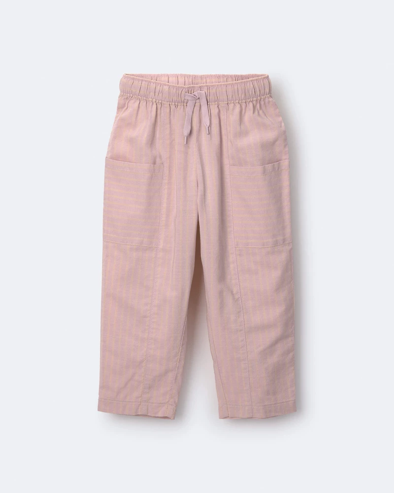 Toddler Girl Pocket Pant in Stripes - Light Pink