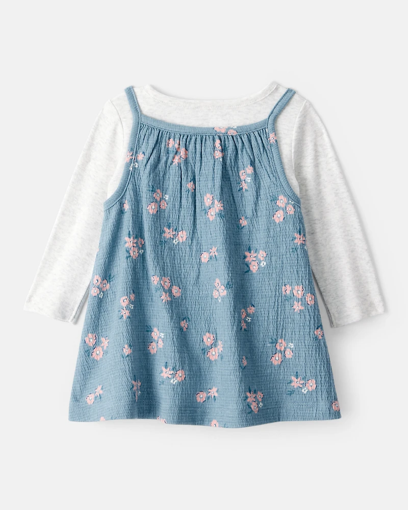 Baby Girl 2-Piece Floral Long-Sleeve Dress Set - Blue