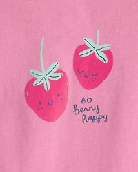 Baby Girl 'So Berry Happy' Strawberry Graphic Bodysuit - Pink