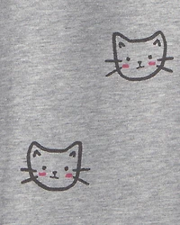 Girls Cat Cotton Pull-On Stretch Leggings - Grey