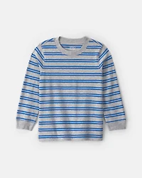 Toddler Boy Striped Long-Sleeve Tee - Grey/Blue