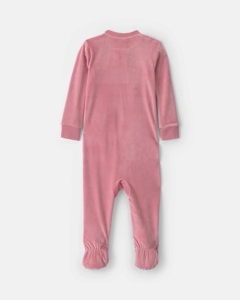 Toddler Girl 1-Piece Icon DreamPlush Snug Fit Footed Pajama - Pink