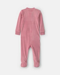 Toddler Girl 1-Piece Icon DreamPlush Snug Fit Footed Pajama - Pink