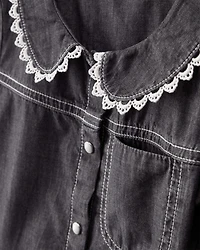 Toddler Girl Western Denim Long-Sleeve Top - Black