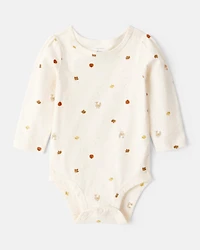 Baby Girl 3-Piece Thanksgiving Print Dress Set - White/Brown