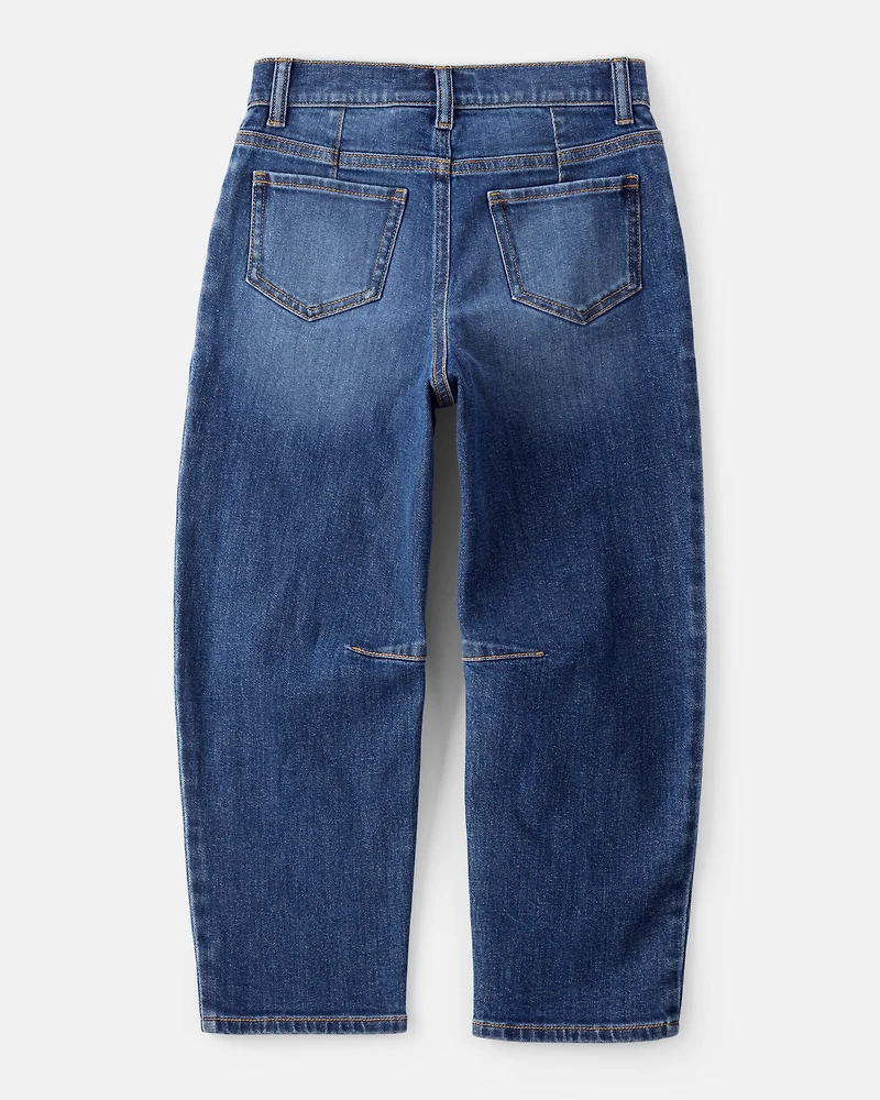 Girls Denim Barrel Jeans - Blue