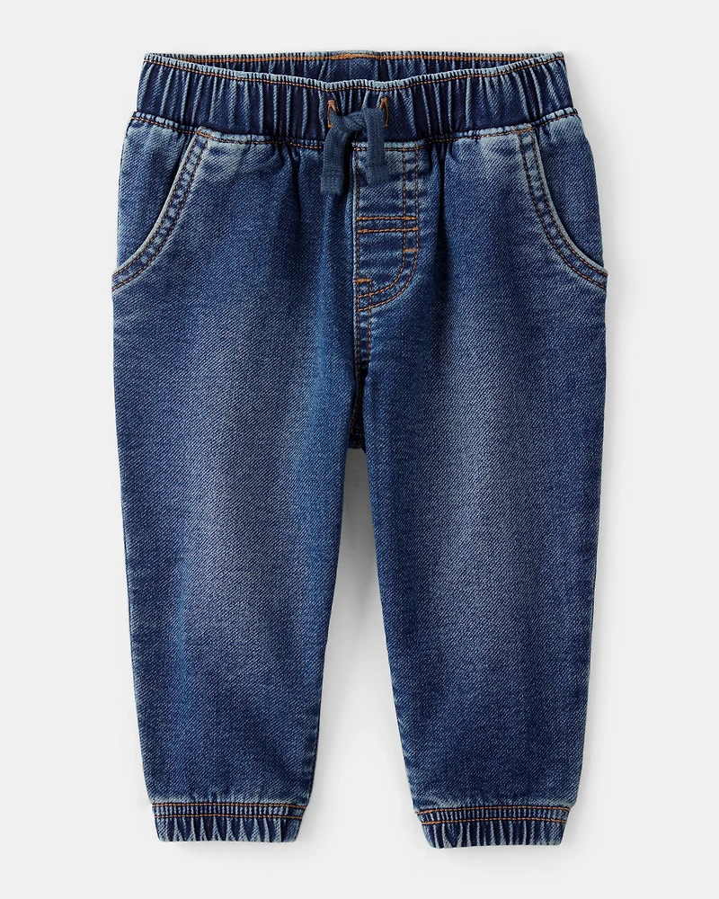 Baby 2-Piece Acorn Button-Down Shirt & Pull-On Denim Pant Set