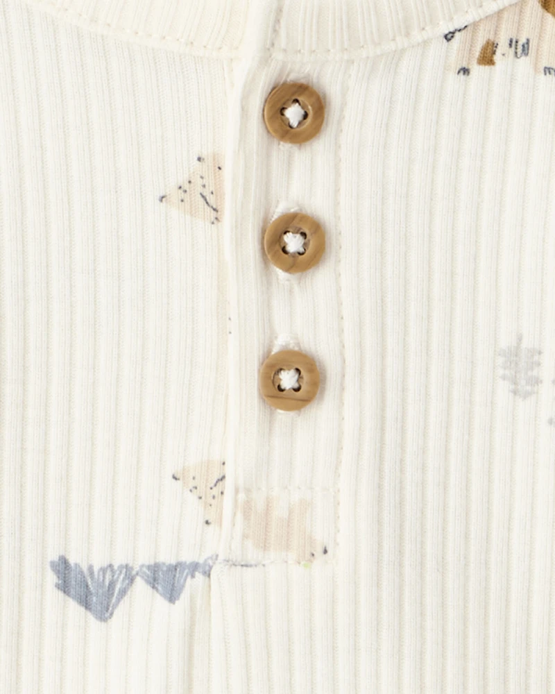 Baby Boy 5-Piece Long-Sleeve Bodysuits & Pants Set - Cream/Brown/Navy