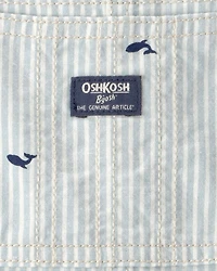 Baby Boy Whale Striped Shortall - Green/White