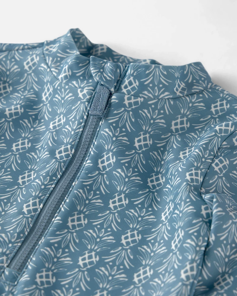 Toddler Girl Recycled Rashguard Swimsuit in Bloom Lagoon