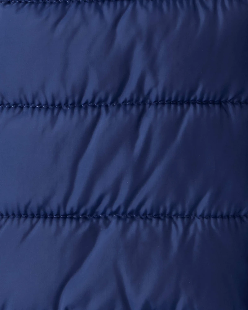 Toddler Packable Hooded Puffer Jacket - Navy Blue