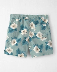 Boys Recycled Swim Trunks in Blue Hibiscus
