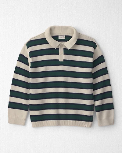 Boys Organic Cotton Sweater Knit Polo in Stripes