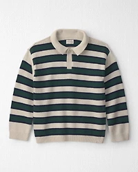 Boys Organic Cotton Sweater Knit Polo in Stripes