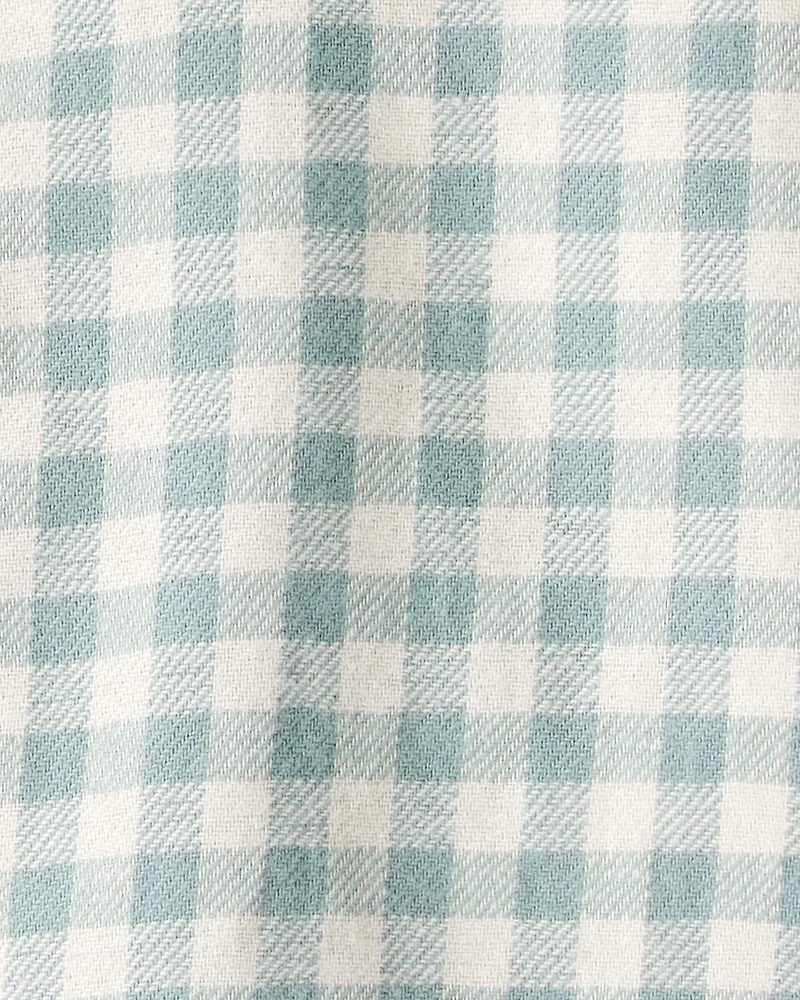 Baby Boy Checkered Print Bodysuit Overall Set - Blue/Green