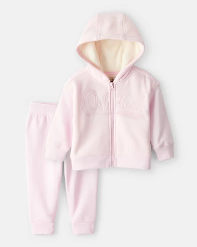 Baby Girl 2-Piece Hooded Zip-Up Jacket & Joggers Set - Pink