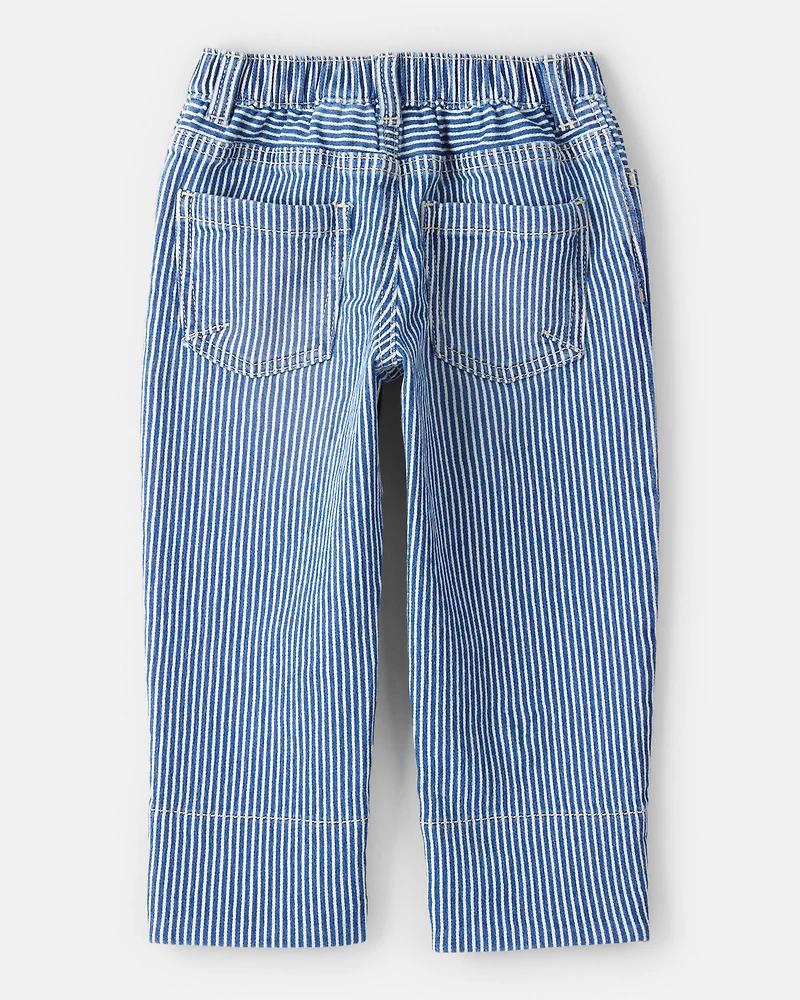 Toddler Hickory Stripe Knit-Like Denim Jeans - Blue/Ivory