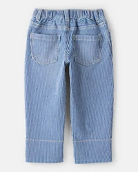 Toddler Hickory Stripe Knit-Like Denim Jeans - Blue/Ivory
