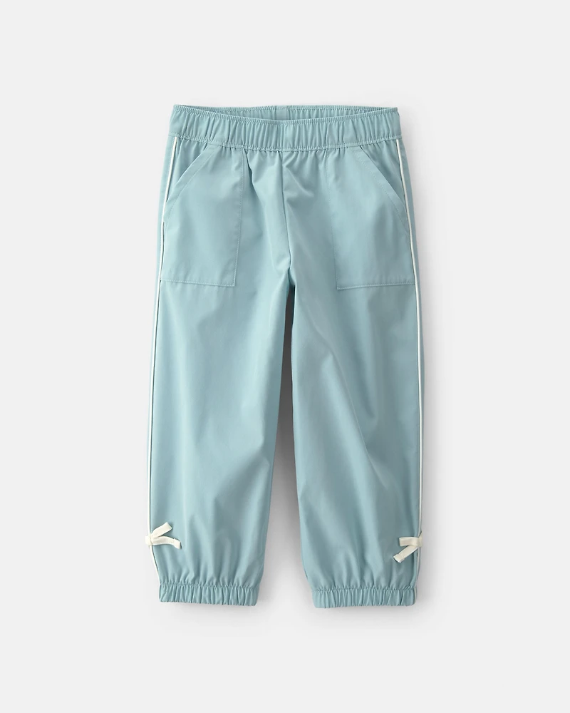 Girls Toddler Girl Bow-Cuff Poplin Joggers - Blue