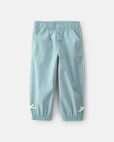 Girls Toddler Girl Bow-Cuff Poplin Joggers - Blue