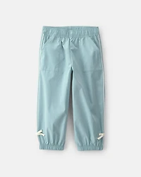 Girls Toddler Girl Bow-Cuff Poplin Joggers - Blue
