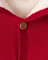 Baby Girl Sweaterknit Jacket - Red