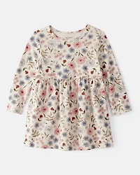 Baby Girl Floral Long-Sleeve Knit Dress - Cream