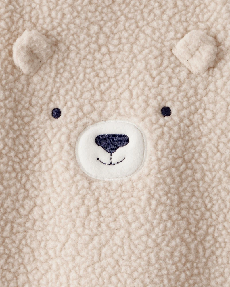 Baby Boy 2-Piece Bear Sherpa Long-Sleeve Overall Set - Brown